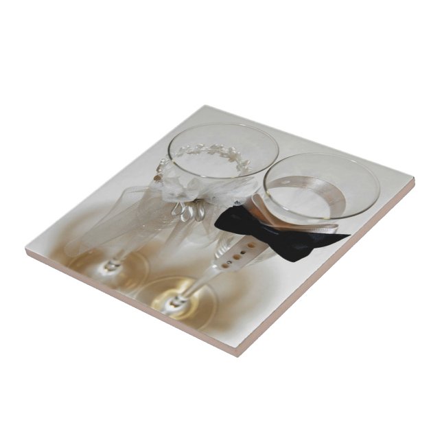 Wedding Celebration Glasses Ceramic Tile (Side)