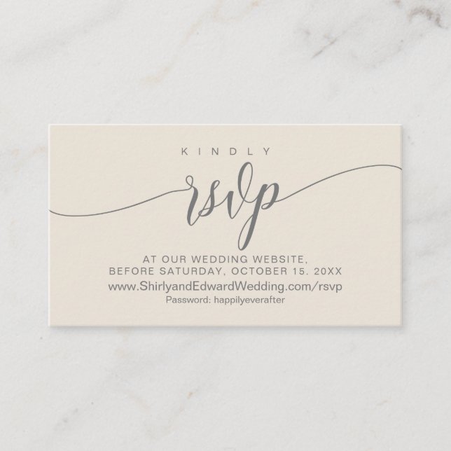 Wedding Celebration Online RSVP, Modern  Enclosure Card (Front)