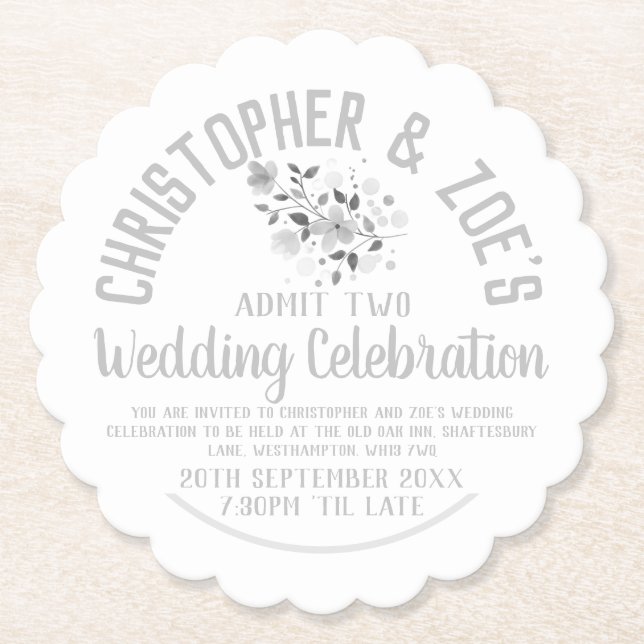 Wedding Celebration Party Invitation Ticket Paper  Coaster (Front)