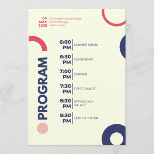 Wedding Celebration Program – Modern Red & Navy Ci