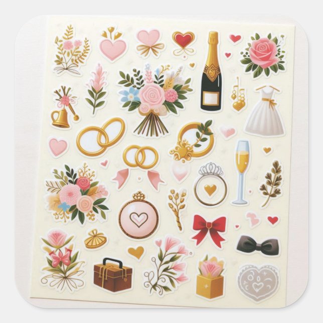 "Wedding Celebration Sticker Set" (Front)