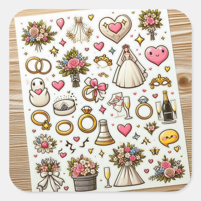 Wedding Celebration Sticker Set" (Front)