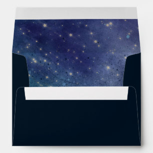 Wedding Celestial Star Night Navy  Envelope