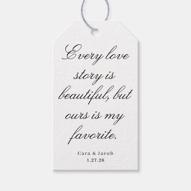 Wedding Centerpiece, Bridal Shower Decoration  Gift Tags (Front)