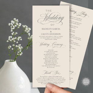 Wedding Ceremony, Classy Elegance Cream and Grey Program