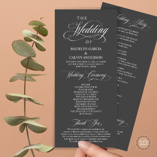 Wedding Ceremony, Classy Elegance Dark Grey Program
