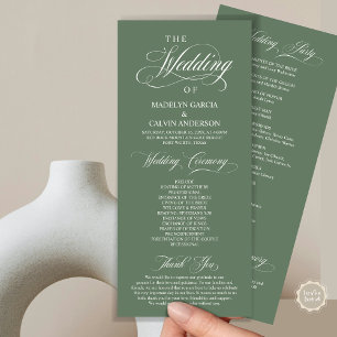 Wedding Ceremony, Classy Elegance Sage Green Program