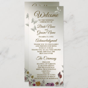 Wedding Ceremony Colourful Garden Flowers Rustic Program