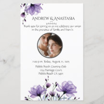 Wedding Ceremony Day of Program Photo & Floral