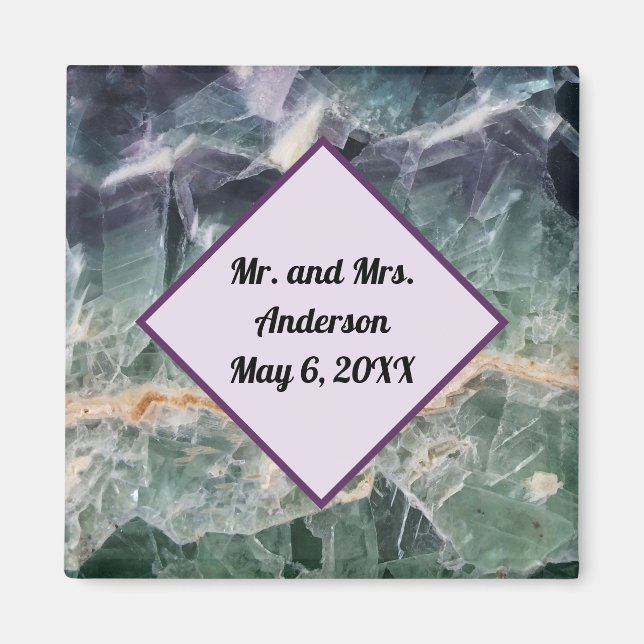 Wedding Ceremony Favour Fluorite Gem Photo Memento Magnet (Front)