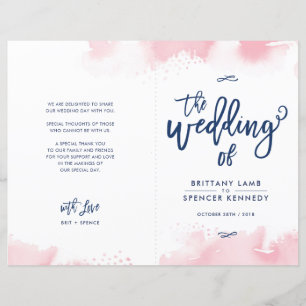 WEDDING CEREMONY hand lettered pink watercolor