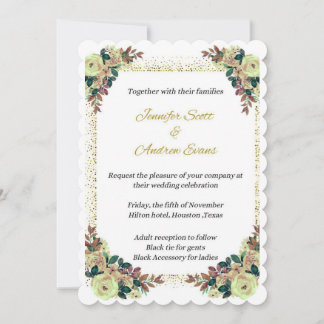 Wedding ceremony invitation card with flowers 
