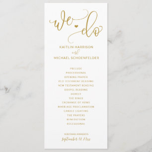 Wedding Ceremony Modern Bounce Calligraphy Gold Program
