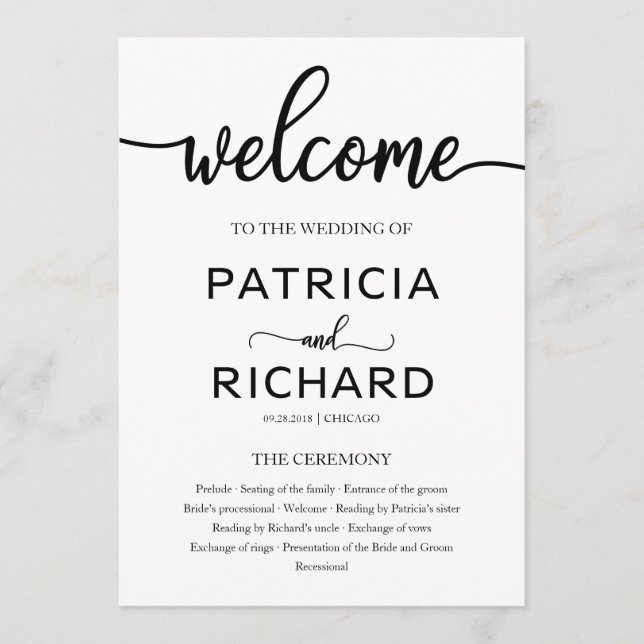 Wedding Ceremony Order of Service Program Chic (Front)