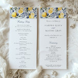 Wedding Ceremony Program<br><div class="desc">Lemon Grove & Blue Azulejo Wedding Program This dual-sided wedding program features a refreshing lemon grove and blue azulejo design that perfectly frames the details of the wedding ceremony. The front side welcomes guests to the nuptials of the happy couple, with their names prominently displayed, and outlines the procession of...</div>