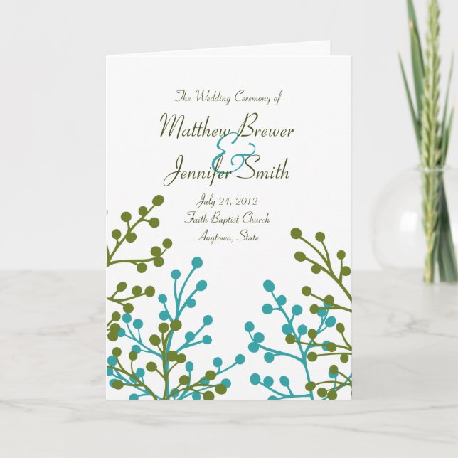 Wedding Ceremony Program and Order of Service Card (Front)