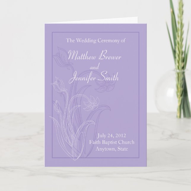 Wedding Ceremony Program and Order of Service Card (Front)