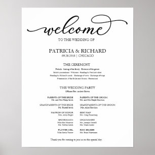 Wedding Ceremony Program Chic Script Poster