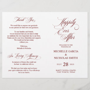 Wedding Ceremony Program Classic Elegance Burgundy