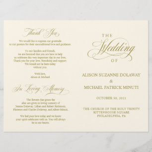 Wedding Ceremony Program Classic Elegance Gold