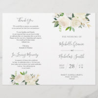 Wedding Ceremony Program Cream Watercolor Floral