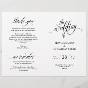 Wedding Ceremony Program, Elegance Script Black