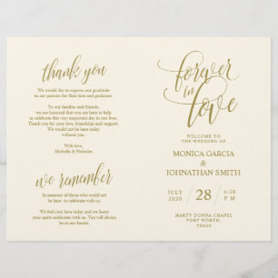Wedding Ceremony Program Elegance Script Gold
