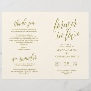 Wedding Ceremony Program, Elegance Script Gold