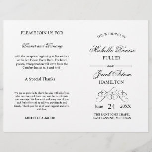 Wedding Ceremony Program   Elegant Hearts