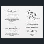 Wedding Ceremony Program, Elegant Script Black<br><div class="desc">This is the foldable wedding ceremony program card, in elegance script in Black colour themed. It is designed with scroll accent that can be personalised with custom/ personalised text for your bridal party, ceremony details, memorial notes and thank you message. ** Note: these text weight paper programs arrive flat and...</div>