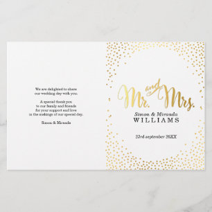WEDDING CEREMONY PROGRAM mini gold confetti simple