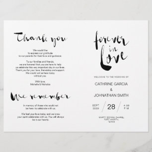 Wedding Ceremony Program, Modern Black typeface