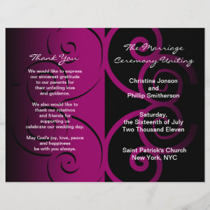 Wedding Ceremony Program Pink Butterfly Curve