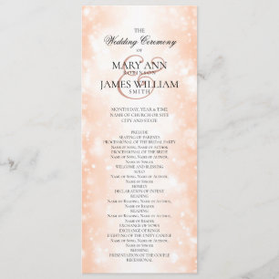 Wedding Ceremony  Program Rose Gold Shimmer Lights