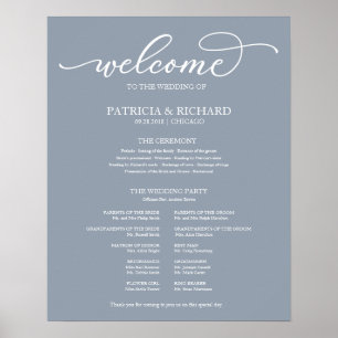 Wedding Ceremony Program Script Dusty Blue Sign