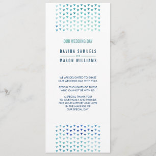 WEDDING CEREMONY PROGRAM simple boho pattern blue