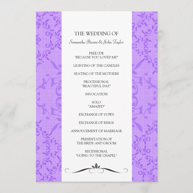 Wedding Ceremony Programs (Front)