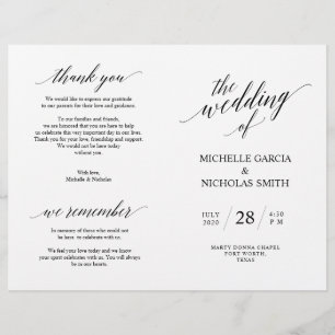 Wedding Ceremony Programs, Modern Elegance Black