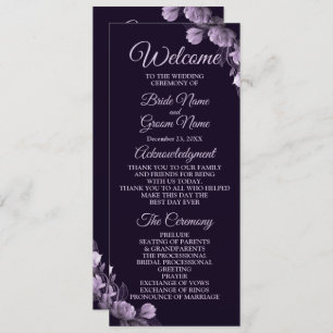 Wedding Ceremony Purple Floral Violet Elegant Program