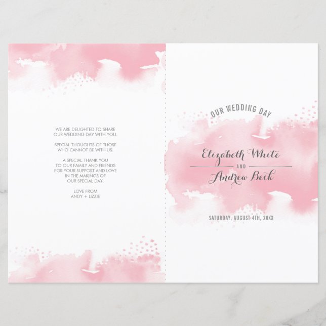 WEDDING CEREMONY stylish watercolor blush pink (Front)