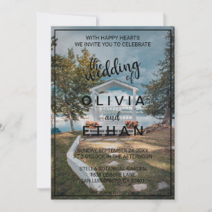 Wedding ceremony trees summer floral wedding invit invitation