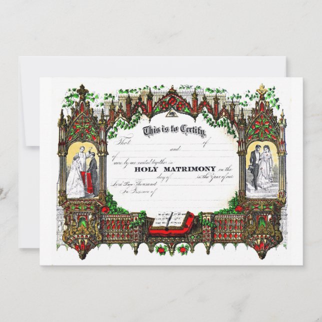 wedding certificate from 1877 invitation (Front)