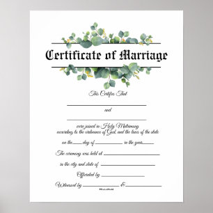 Wedding Certificate Poster