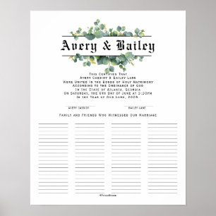 Wedding Certificate Poster
