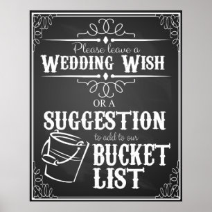 Wedding chalkboard "Wish list" bucket list sign