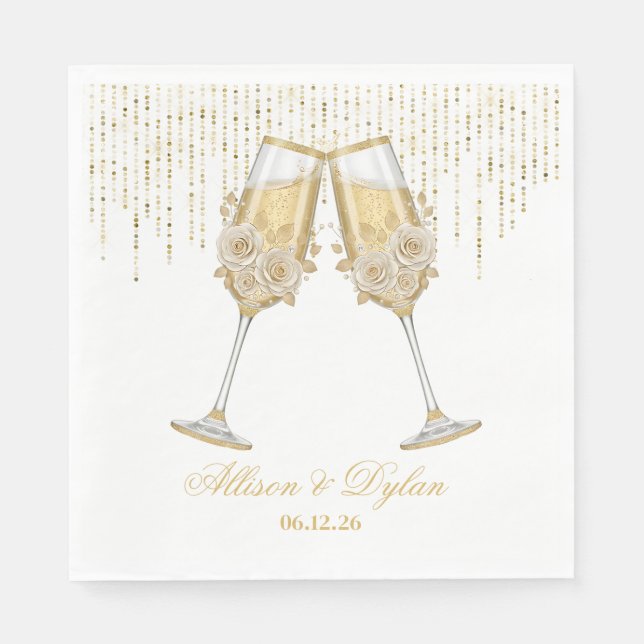 Wedding Champagne Paper Napkins (Front)