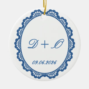 Wedding Champagne Toast Names & Date Ceramic Ornament