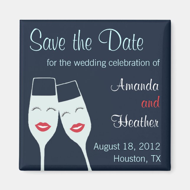 Wedding Champagne Toast Save the Date Magnet (Front)