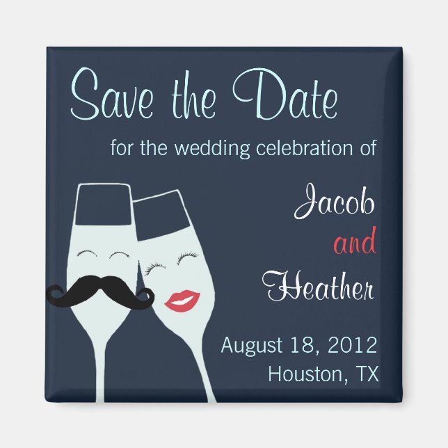 Wedding Champagne Toast Save the Date Magnet (Front)