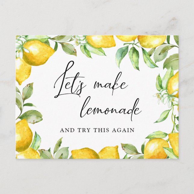 Wedding Change the Date Lemons Blossom Postcard (Front)